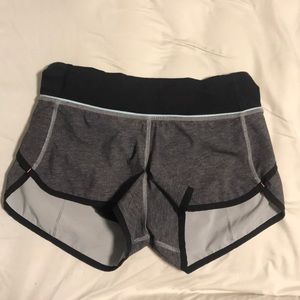 Grey LuluLemon Speed Up shorts. 2.5 inch inseam.